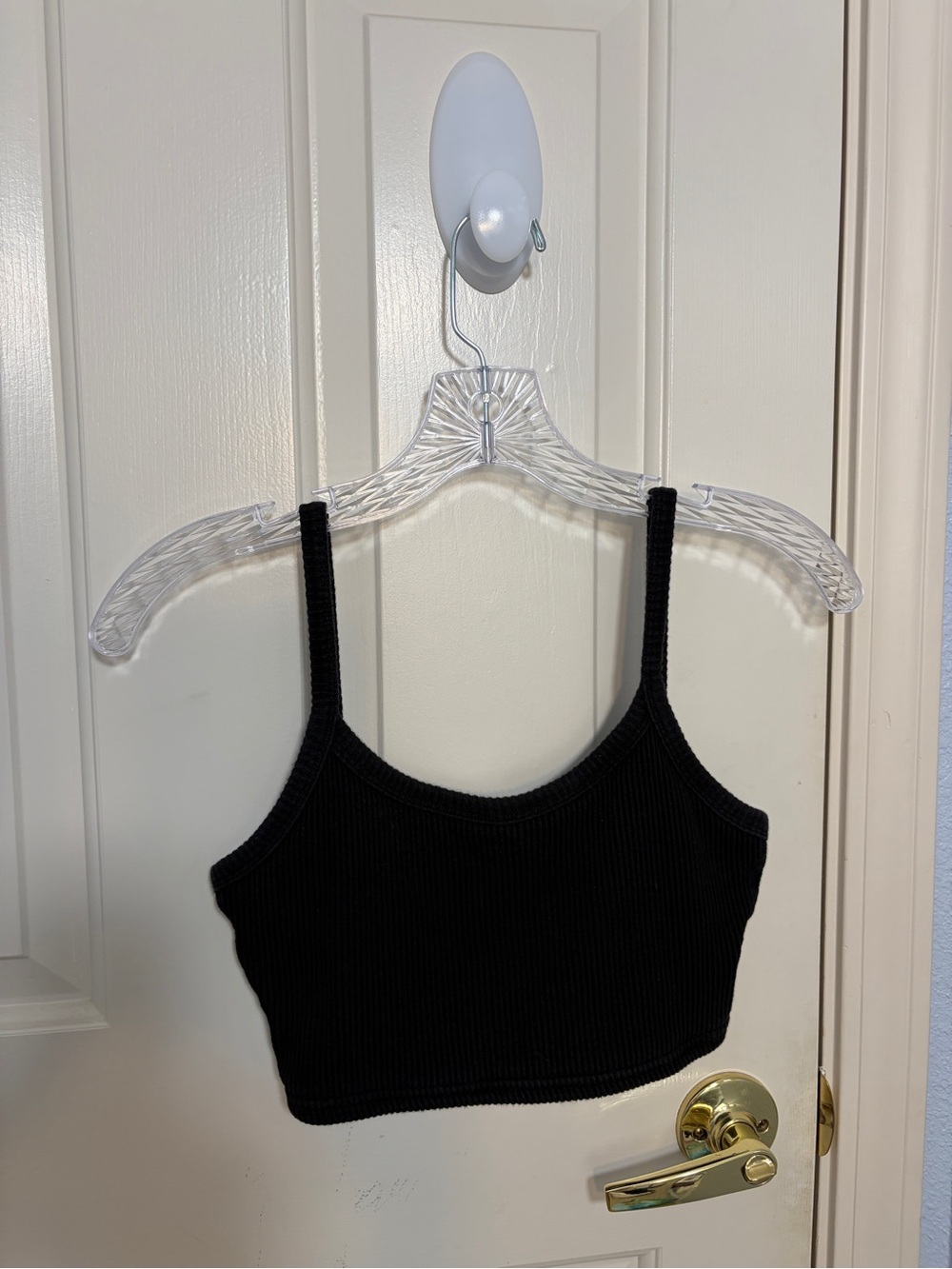 Klassy Network Original Women’s Black Ribbed Cropped Brami Tank Top